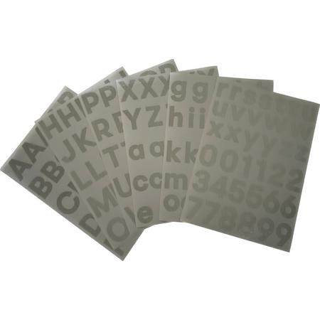 plakletters glitter zilver | alfabet stickers | met cijfers | hoogte 4 cm
